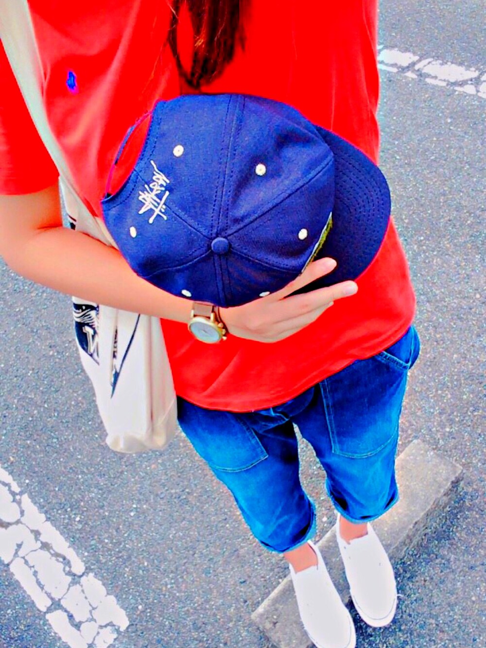 「ラクチンコーデ、Ralph Lauren」｜「RALPH LAURENのアイテム（Tシャツ/カットソー、オレンジ系）」を使った、ma.さん（レディース・168cm）の秋コーディネートの1枚目の写真