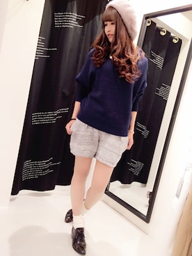 「mysty woman（ミスティウーマン）のアイテム（ハンチング/ベレー帽、ベージュ系）」を使った、saori.mさん（レディース・158cm）の秋コーディネート