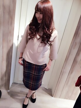 「mysty woman（ミスティウーマン）の定番３wayカラーパンプス（パンプス、ブラック系）」を使った、saori.mさん（レディース・158cm）の秋コーディネート