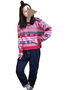 「マムジーンズ」｜ERIKAさん（レディース・163cm）の冬コーディネート