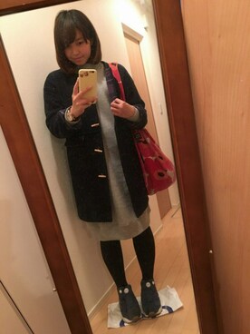「POU DOU DOU（プードゥドゥ）のアイテム（その他アウター）」を使った、みお(らすく)さん（レディース・158cm）の冬コーディネート