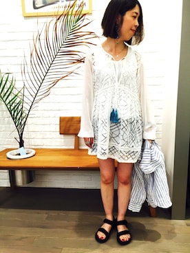 「URBAN RESEARCH Sonny Label（アーバンリサーチサニーレーベル）のアイテム（チュニック）」を使った、ninaさん（レディース・154cm）の夏コーディネート