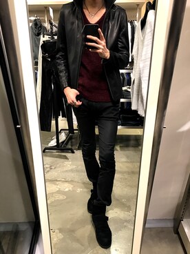 「SCHLUSSEL（シュリセル）のアイテム（トップス）」を使った、yukkEさん（メンズ・182cm）の秋コーディネート