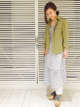 「ミニタリー」｜「アイテム（ワンピース/ドレス）」を使った、itsuko nishidaさん（レディース・160cm）の冬コーディネート