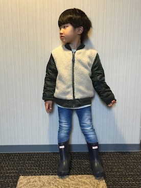 「B:MING by BEAMS（ビーミングバイビームス）のAVIREX×ビーミング by ビームス / 別注リバーシブルMA-1（MA-1）」を使った、Rさん（キッズ・100cm）の秋コーディネート