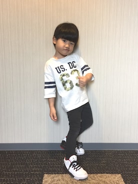 「7分袖Ｔシャツ」｜Rさん（キッズ・100cm）の冬コーディネート
