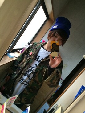 「DOARAT（ドゥアラット）のPRISONER T（Tシャツ/カットソー、ホワイト系）」を使った、まきまきさん（メンズ・166cm）の春コーディネート
