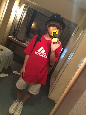 「RUDIE'S（ルーディーズ）のアイテム（ハット、ブラック系）」を使った、まきまきさん（メンズ・166cm）の夏コーディネート