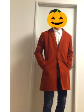 「ハロウィン」｜「アイテム（チェスターコート）」を使った、RIOさん（メンズ・172cm）の秋コーディネート