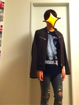 「MK MICHEL KLEIN HOMME （エムケーミッシェルクランオム）のアイテム（ライダースジャケット）」を使った、RIOさん（メンズ・172cm）の秋コーディネート