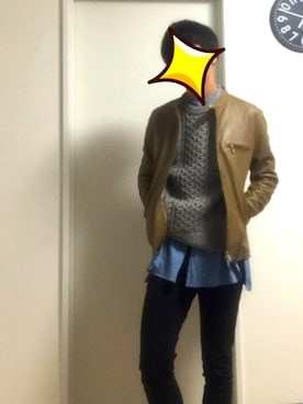 「タイトシルエット」｜「アイテム（ライダースジャケット）」を使った、RIOさん（メンズ・172cm）の秋コーディネート