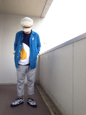「アイテム（キャスケット、ホワイト系）」を使った、まいひろ。さん（メンズ・171cm）の春コーディネート