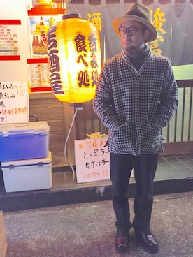 「ラビットファー」｜「アイテム（帽子）」を使った、HIDEさん（メンズ・166cm）の冬コーディネート