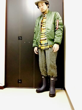 「alpha」｜「アイテム（ハンチング/ベレー帽）」を使った、HIDEさん（メンズ・166cm）の秋コーディネート