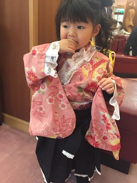 「袴パンツ」｜「アイテム（浴衣）」を使った、ゆっちゃんさん（キッズ・90cm）の秋コーディネート