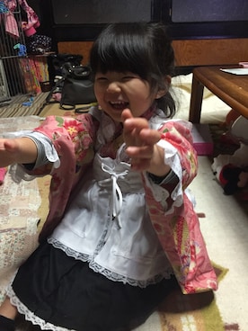 「袴パンツ」｜「アイテム（浴衣）」を使った、ゆっちゃんさん（キッズ・100cm）の春コーディネート