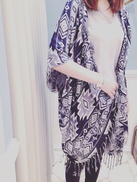 「AR Holidayのアイテム（カーディガン/ボレロ、ブルー系）」を使った、kanaさん（レディース・153cm）の春コーディネート