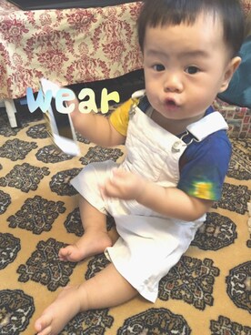 「GLOBAL WORK（グローバルワーク）のアイテム（オールインワン・サロペット）」を使った、8丸さん（キッズ・80cm）の夏コーディネート