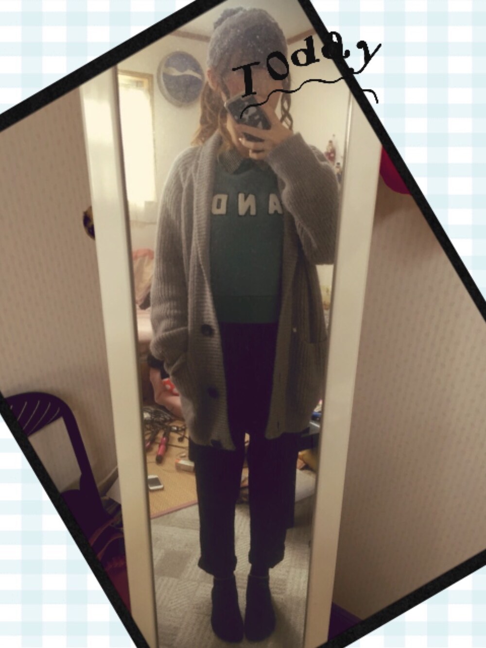 「Chicoのアイテム（スウェット、グリーン系）」を使った、めーさん（レディース・156cm）の秋コーディネートの1枚目の写真