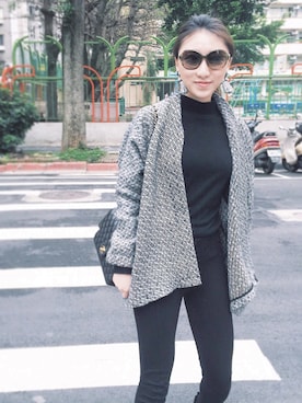 「monochrome」｜「アイテム（その他アウター）」を使った、Oli Chauさん（レディース・160cm）の春コーディネート