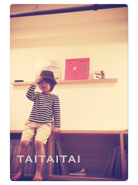 「無印良品（ムジルシリョウヒン）のアイテム（Tシャツ/カットソー、ブラック系）」を使った、taitaitaiさん（キッズ）の秋コーディネート