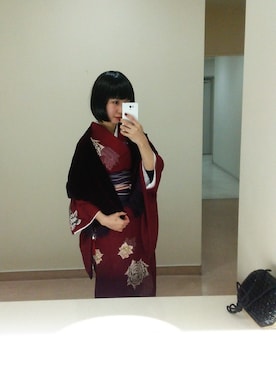 「薔薇柄」｜やまぐち波子さん（レディース・157cm）の冬コーディネート