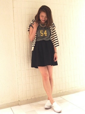 「ナンバーTシャツ」｜yiさん（レディース・163cm）の春コーディネート