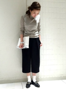 「ガウチョパンツ」｜yiさん（レディース・163cm）の冬コーディネート
