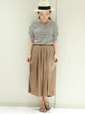 「ガウチョパンツ」｜「アイテム（ホワイト系）」を使った、yiさん（レディース・163cm）の夏コーディネート