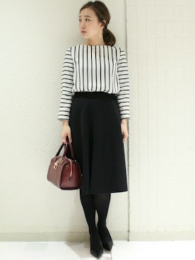 「膝丈スカート」｜yiさん（レディース・163cm）の秋コーディネート