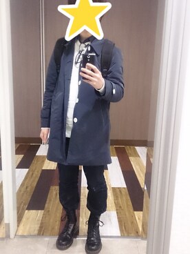 「アイテム（ステンカラーコート）」を使った、ハッピーさん（メンズ・163cm・10代）の春コーディネート