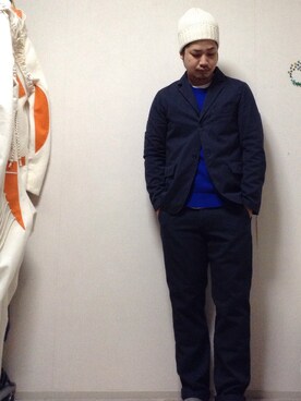 「SET UP」｜「アイテム（ニットキャップ/ビーニー）」を使った、けんじすさん（メンズ・175cm）の冬コーディネート