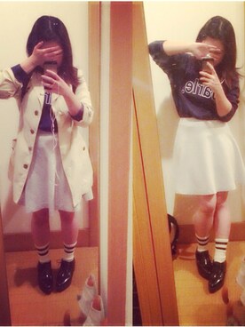 「アイテム（スウェット、ブルー系）」を使った、moedaさん（151cm）の春コーディネート