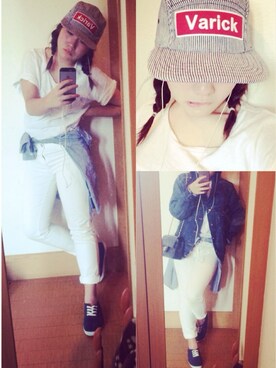 「GAP（ギャップ）のデニムジャケット
（デニムジャケット、ブルー系）」を使った、moedaさん（151cm）の春コーディネート