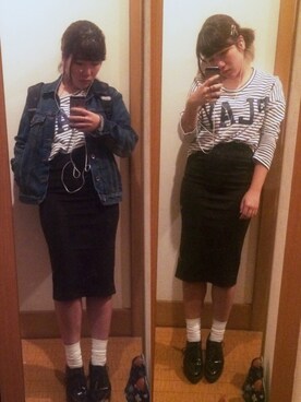 「GAP（ギャップ）のアイテム（デニムジャケット、ブルー系）」を使った、moedaさん（151cm）の秋コーディネート