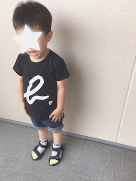 「agnes b.（アニエスベー）のS027 E TS（Tシャツ/カットソー、ブラック系）」を使った、♡hachi♡さん（キッズ・110cm）の夏コーディネート