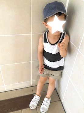 「RALPH LAUREN（ラルフ ローレン）のアイテム（パンツ、ベージュ系）」を使った、♡hachi♡さん（キッズ・110cm）の夏コーディネート