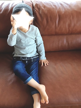 「AcanBのアイテム（Tシャツ/カットソー、グレー系）」を使った、♡hachi♡さん（キッズ・110cm）の秋コーディネート