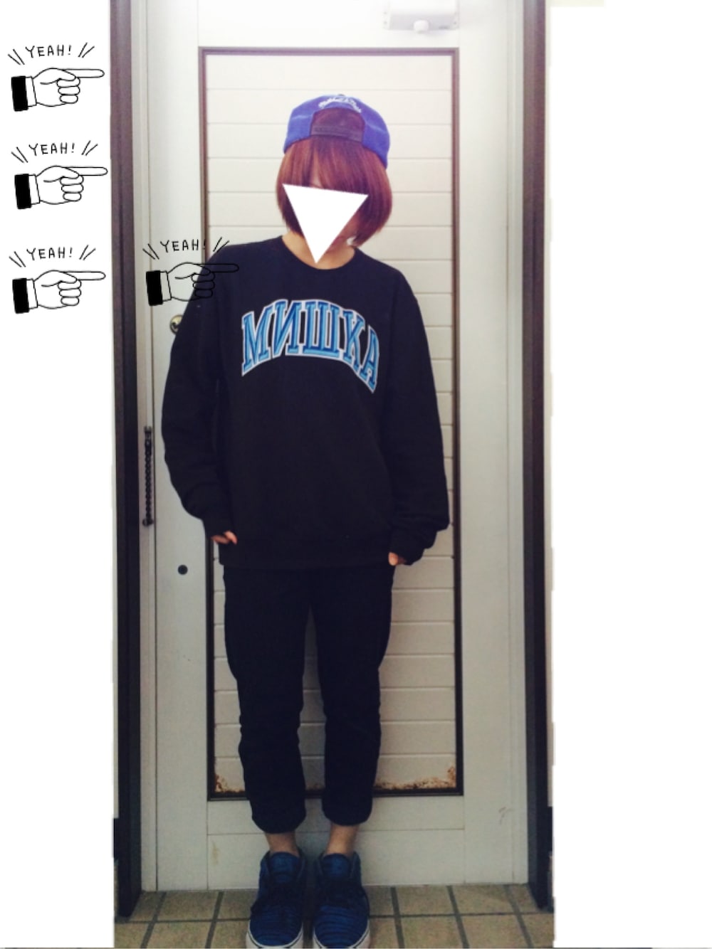 「ストリート、スケータースタイル、キャップ、メンズライク、x-girl、XLARGE、NIKE、VANS、mishka、supreme」｜「NBAのアイテム（キャップ、ブルー系）」を使った、まぴたんさん（レディース・156cm）の秋コーディネートの1枚目の写真