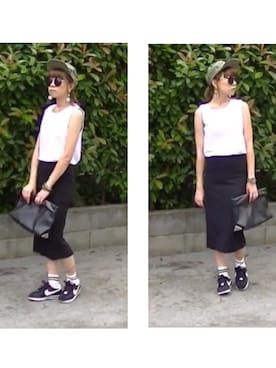 「H&M（エイチ・アンド・エム）のアイテム（スカート）」を使った、MINAEさん（レディース・160cm）の夏コーディネート