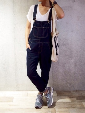 「MOUSSY（マウジー）のアイテム（オールインワン・サロペット）」を使った、MINAEさん（レディース・160cm）の夏コーディネート