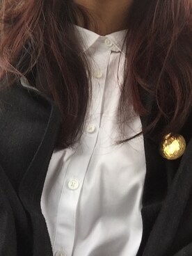 「+Jのアイテム（シャツ/ブラウス、ホワイト系）」を使った、Pinkoさんの春コーディネート