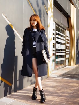 「stripes」｜「アイテム（トレンチコート）」を使った、Jeong Chanmeeさん（レディース・163cm）の秋コーディネート