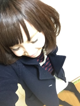 「白スカート」｜「アイテム（ピーコート）」を使った、yuzuuu〜♡さん（レディース・159cm）の冬コーディネート