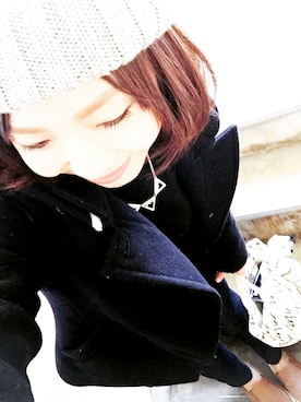 「スリッポン」｜「アイテム（ピーコート）」を使った、yuzuuu〜♡さん（レディース・159cm）の冬コーディネート