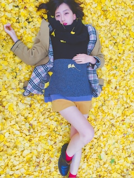 「バーバリー」｜「アイテム（ダッフルコート）」を使った、はましゃかさん（レディース・164cm）の冬コーディネート