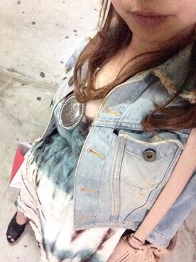 「goa（ゴア）のｼﾙﾊﾞｰﾋﾞｯｸﾓﾁｰﾌＮC（ネックレス、シルバー系）」を使った、maho!さん（レディース・153cm）の春コーディネート