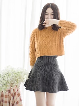 「no brand（ノーブランド）のアイテム（ニット/セーター、イエロー系）」を使った、Refresh_Liuさん（レディース・167cm）の夏コーディネート