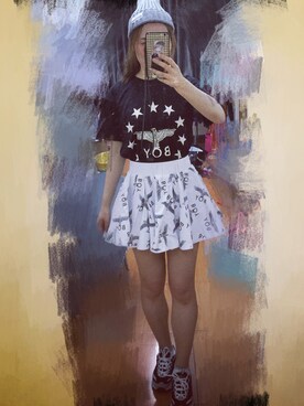 「BOY LONDON（ボーイロンドン）のアイテム（スカート、ホワイト系）」を使った、Refresh_Liuさん（レディース・167cm）の秋コーディネート