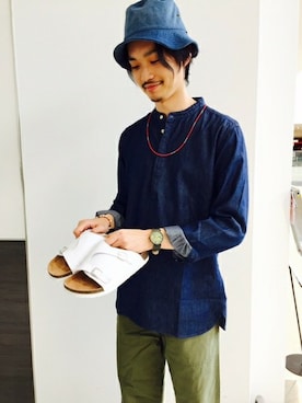 「GGD（ジージーディー）のアイテム」を使った、HVC大和郡山店さん（メンズ・178cm）の春コーディネート